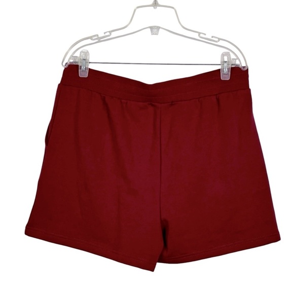 TRUE RELIGION RED DAHLIA HS FOIL LOGO FLEECE HIGH WAIST SWEAT SHORT - Picture 5 of 12